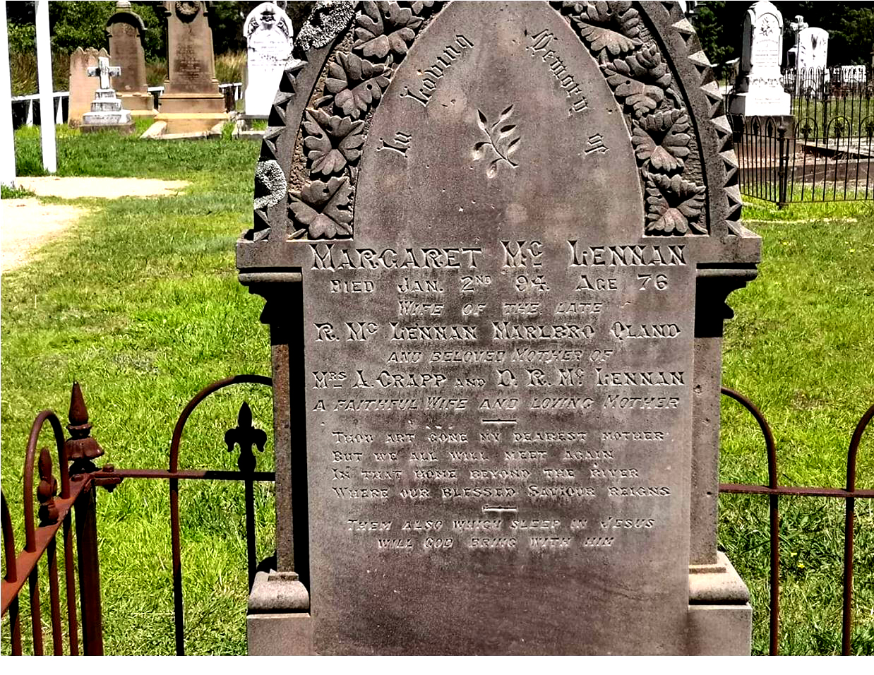 Photo of headstones/Margaret McLennan 1818-1894 hdstn Uralla